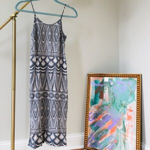 Navy Print Midi Dress